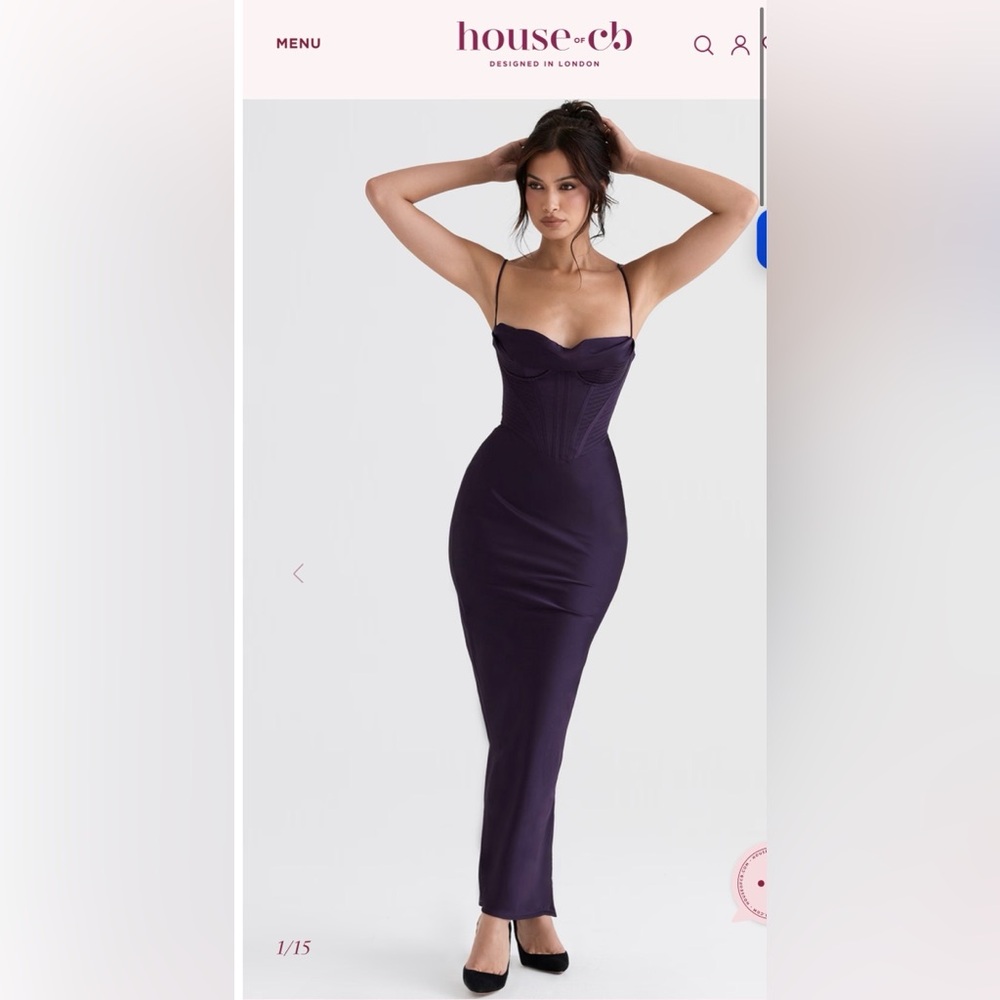 House of CB Deep Plum Sculpted Maxi Dress